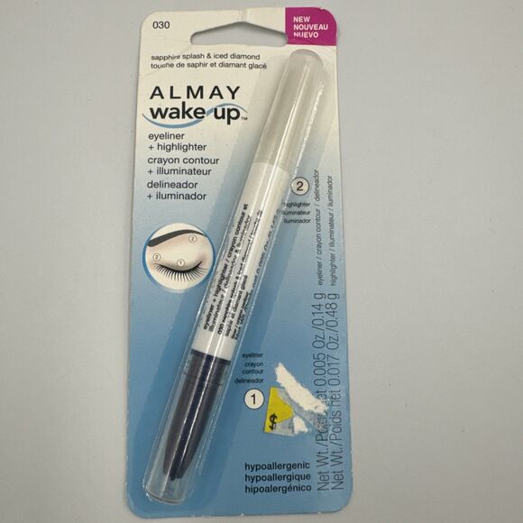 Almay Wake Up Eyeliner+Highlighter  #030 Sapphire Splash & Iced Diamond - Picture 1 of 3